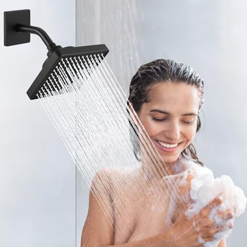 Shower Arm with 3.5" Flange, 6 Inch Wall Mount Replacement Shower Head Arm For Fixed Shower Heads and Handheld Showerhead, Matte Black - color: Matte Black, style: 6 Inch