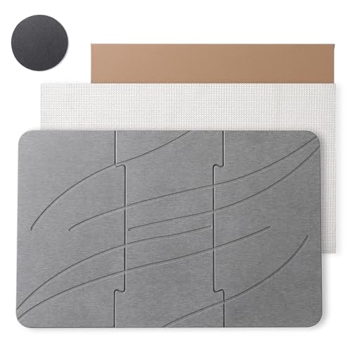 Stone Bath Mats for Bathroom - Foldable Quick Drying Bath Mat(Light Gray A) | Diatomaceous Earth Bath Mat,, Super Absorbent Stone Shower Mat,Easy to Clean No Smell, Fast Drying for Bathroom and Kitchen - color: Light Gray a, size: 15.3 x 23.6 inches (Rect
