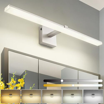 30 Inch Modern Vanity Light for Bathroom Brushed Nickel Over Cabinet Arm Extra Wide LED Bar 5CCT Selectable CRI85+ ETL - color: Brushed Nickel- 5CCT& Dimmable, size: 30-inch