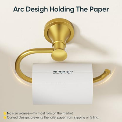 Toilet Paper Holder Wall Mounted Bathroom Tissue Holder Brushed Gold | Pivoting Tissue Roll Holder, High Quality Stainless Steel Hand Towel Ring Rustproof, Bathroom Accessories,Toilet Storage - color: Brushed Gold