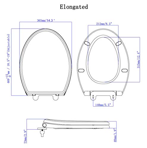 Hibbent Premium Elongated Toilet Seat with Cover Quiet Close, One-Click to Quick Release, Easy Installation Non-Slip Seat Bumpers, Slow Close Toilet Seat and Cover, Easy Cleaning-White Color - style: One-click Elongated 18.5"
