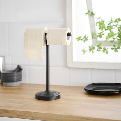 RUMOSE Matte Black Hand Towel Holder Stand Countertop Towel Rack | 13 Inch Bathroom Kitchen Vanity T-Shape Towel Stand Free Standing Stainless Steel Towel Bar Towel Ring - color: Matte Black