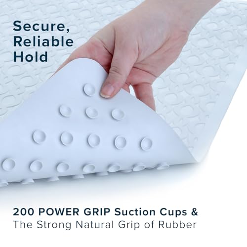 SlipX Solutions Rubber Non Slip Bathtub Mat, 15x27, White | Large Size For Tub & Shower, Soft Grippy Top, 200 Suction Cups, Machine Washable, Natural Rubber - color: White, size: 27" x 15" (Rectangular)