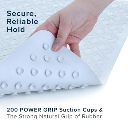SlipX Solutions Rubber Non Slip Bathtub Mat, 15x27, White | Large Size For Tub & Shower, Soft Grippy Top, 200 Suction Cups, Machine Washable, Natural Rubber - color: White, size: 27" x 15" (Rectangular)