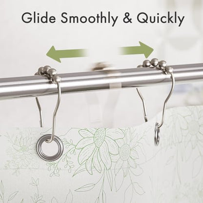 Shower Curtain Rings, Rust-Resistant Metal Shower Hooks Ring Shower Rings for Curtain Rolling Shower Curtain Hooks for Bathroom Shower Rod Shower Curtain Hangers, Set of 12, Matte Nickel - color: Matte Nickel