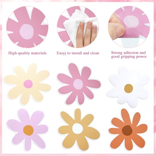 72 Pcs Flower Non Slip Bathtub Sticker,Safety Shower Treads Adhesive Appliques with Scraper Adhesive Star Flower Cute Bathtub Decals Bath Tread for Bathroom and Other Slippery Surfaces(Colorful)