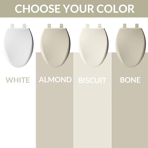Bemis Aurora Slow Close Toilet Seat, Easy Clean Hinges and Adjustable Perfect Fit Plastic Seat, Made in USA, Elongated, Bone - color: Bone, size: Elongated
