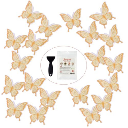 Secopad Butterfly Non Slip Bathtub Stickers with Scraper, 20PCS, Gold | Original Large Anti-Slip Treads, Comfortable PEVA Material, Strong Adhesive, Easy to Use, For Bath Tubs, Showers & Stairs - color: Gold