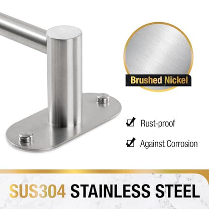 HITSLAM Self Adhesive and Screw Mounted Towel Bar, Adjustable 13.4-24 Inch Wall Mount Towel Holder, SUS304 Stainless Steel Bathroom Towel Rack, Brushed Nickel - color: Brushed Nickel