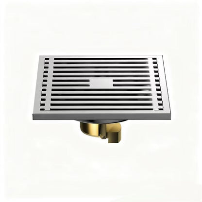 Xportix Square Floor Drain with Backflow Preventer, 4x4 inch, 304 Stainless Steel, for Kitchen Bathroom Balcony Backyard, Silver Chrome with Brass Core 007