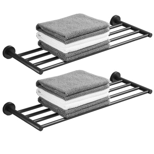 30 Inch Bathroom Towel Rack, Hotel Style Towel Racks for Bathroom Wall Mounted, Modern Towel Bar Rack, 2-Tier Towel Shelves, Black - color: Black, size: 30 Inches