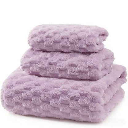Bath Towel Set,Includes a Bath Towel, a Hand Towel, and a Hair Drying Towel | Large 3-piece Set,It is Highly Absorbent and Ideal for Home bathrooms and Similar Spaces（Purple) - color: Purple