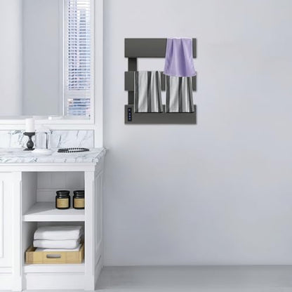 Electric Towel Warmer, Wall-Mounted Towel Heater with Timer & LED Screen, Temperature Adjustment, IPX4 Waterproof Towel Rack Dryer for Bathroom, Hotels, Home, Wide Heating Panel, 17.72" W (3 Tier) - size: 3 Tier