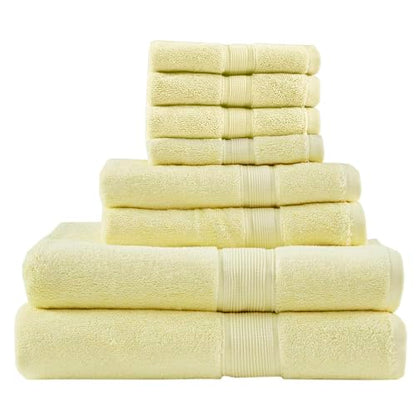Madison Park 800GSM 100% Cotton Bathroom Bath Towel Set of 8, Yellow | Long Staple, Highly Absorbent, Durable Hotel Spa Quality, Quick Dry, Double Stitched Hems, Lint Reducing, OEKO-TEX Certified - color: Yellow, size: Multi-Sizes