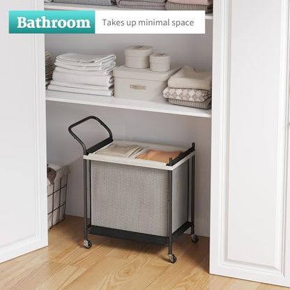 Laundry Hamper with Wheels - 2 Section Laundry Basket 120L, Removable Washable Bags, Height-Fitted Rolling Laundry Cart for Laundry Room & Bedroom - size: 120L(2-Section)