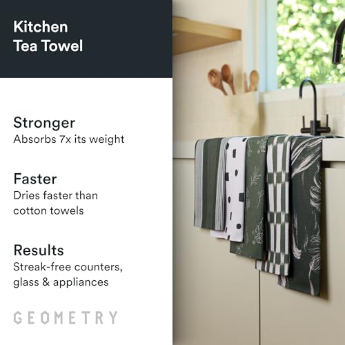 GEOMETRY Kitchen Tea Towels - Quick Dry Microfiber Dish Towels for Kitchen - Meadow 18" x 30" - 5 Pack - color: All Lined Up, style: Kitchen Towel - Quintuple