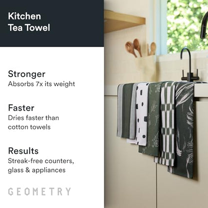 GEOMETRY Kitchen Tea Towels - Quick Dry Microfiber Dish Towels for Kitchen - Meadow 18" x 30" - 5 Pack - color: All Lined Up, style: Kitchen Towel - Quintuple