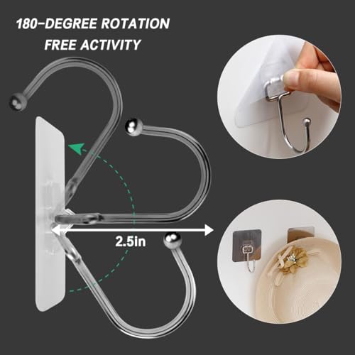 5 PCS Towel Racks for Bathroom,Adhesive Wall Hooks with Sticky Backing,Matte Black Stainless Steel for Hanging Robe and Coat