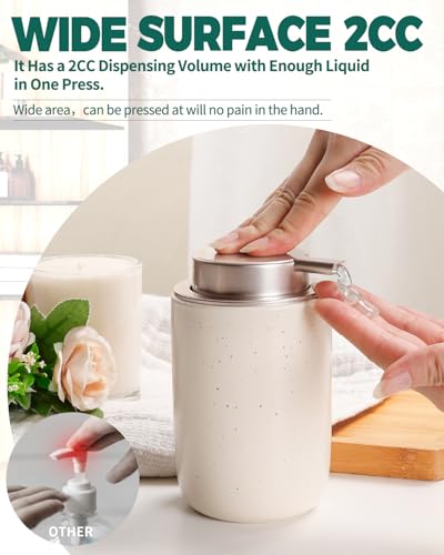 BosilunLife Lotion Pump Dispenser for Kitchen, Bathroom Countertop | Aprcot Soap Dispenser Bathroom Ceramic Dish Liquid Soap Dispenser (Apricot, Liquid Pump) - color: Apricot