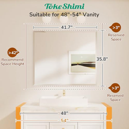 42x36 Beveled Bathroom Mirror Frameless Rectangular, Bathroom Vanity Mirrored with 1" Beveled Edge, Shatterproof Modern Frameless Mirror Rectangle for Living Room, Entryway, Restroom - size: 36"L x 42"W, style: Beveled