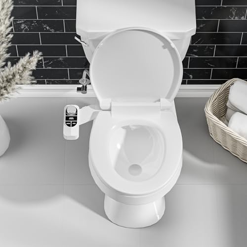 SAMODRA Non-Electric Bidet Attachment for Toilet – Self-Cleaning Dual Nozzle (Frontal & Rear Wash), Adjustable Water Pressure, Fits Most Toilets, Easy Installation (Classic Black/Silver) - color: Classic Black/Silver