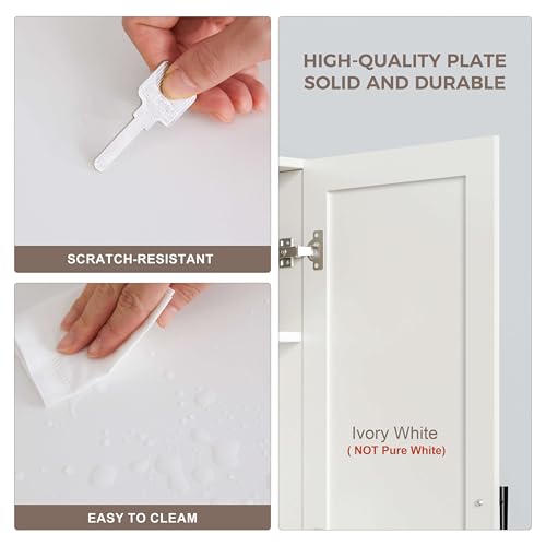 Furnaza 48" W Wall Cabinets for Laundry Room with Adjustable Shelf | White Upper Kitchen Wall Mounted Cabinets With Two Shaker Doors for Bathroom,Garage,12"D x 22"H,Floating Hanging Storage - size: 48"W