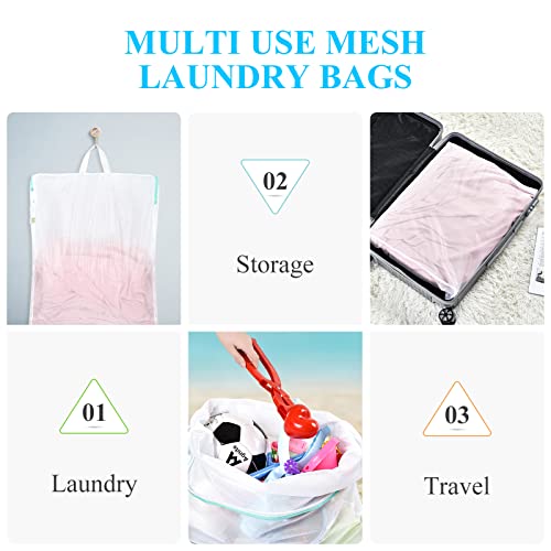 OTraki 20x24 Inch Laundry Bags Mesh Wash Bags 2 Pack Delicates Bag Lingerie Socks Sweater Washing Machine Mesh Laundry Bags for Travel Camping Don't Drying, Melting 140-176℉, White | Lingerie Socks Sweater Washing Machine Mesh Laundry Bags for Travel Camp