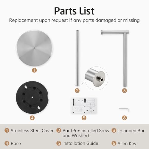 KES 26" Tall Toilet Paper Holder Stand with Weighted Base, Brushed Finish | Free Standing Design, Rustproof SUS304 Stainless Steel, Weighted Base, Anti-Slip Pad, Easy Assembly, Fits All Roll Sizes - color: Brushed Grey, size: 26" H
