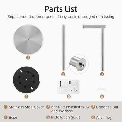 KES 26" Tall Toilet Paper Holder Stand with Weighted Base, Brushed Finish | Free Standing Design, Rustproof SUS304 Stainless Steel, Weighted Base, Anti-Slip Pad, Easy Assembly, Fits All Roll Sizes - color: Brushed Grey, size: 26" H