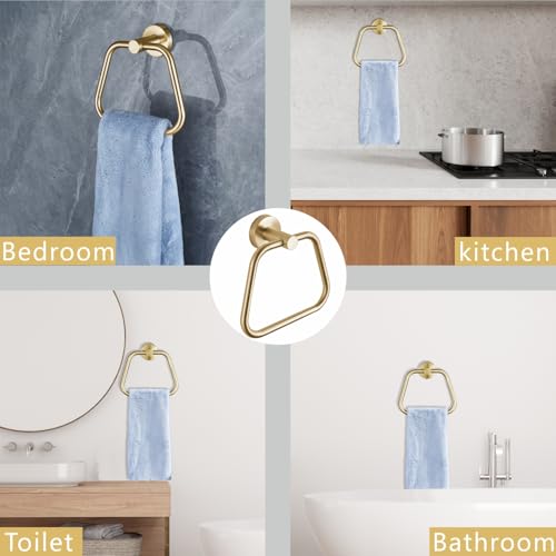 Bath Towel Ring, Bathroom Hardware Towel Holder, Gold Towel Ring for Bathroom, Modern Trapezoid Wall Mounted Towel Hanger, 304 Stainless Steel (Gold) - color: Gold