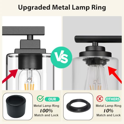 Matte Black Bathroom Vanity Light, 4-Light Modern Vanity Lighting Fixtures Over Mirror with Clear Glass Shade,Square Design,Wall Sconces for Living Room Cabinet Bedroom,E26 Socket - size: 4-Light