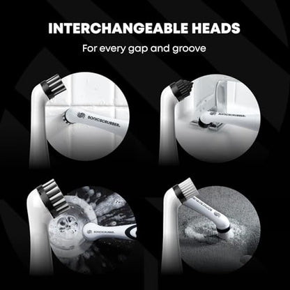 SonicScrubber Household Cleaning Brush Power Scrubber - Electric Spin Scrubber Brush for Home, Kitchen & Bathroom - Grout Cleaner & Removes Mould (Washing-Up System Spin Brush)