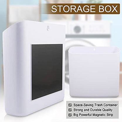 Picowe Magnetic Laundry Storage, Large Lint Holder Bin, Space-Saving Trash Container Hanging on Dryer, Washer or Wall Mount (Gray White) - size: L - White