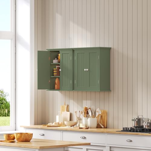 ChooChoo Bathroom Wall Cabinet with 2 Doors, Over The Toilet | 8.8"D x 21.1"W x 24"H, Medicine Cabinet, Adjustable Shelves, Cupboard, Green - color: Green, size: 8.8"D x 21.1"W x 24"H
