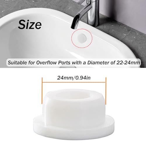 LiXiongBao 4 Pack Rubber Sink Overflow Hole Cover,Circular Sink Overflow Cap for Kitchen and Bathroom Sink Basin Trim Overflow Drain Cover(White)