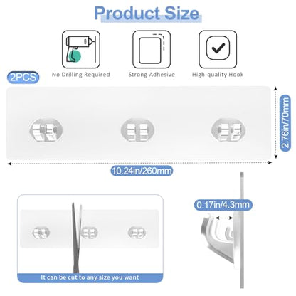 Shower Caddy Adhesive Replacement,Strong Shower Shelf Adhesive | WaterProof Showers Adhesives Strip, Adhesive Hook for Showers, No Drilling for Bathroom Storage Shelve and Kitchen Rack - color: 2pcs Transparent