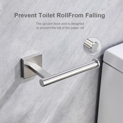 Wall-Mount Toilet Paper Holder, Open Arm, Brushed Nickel | SUS304 stainless steel, screw mount, fits standard, large and mega rolls, concealed caps, mounting hardware included - color: Brushed Nickel