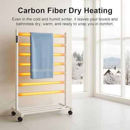 GROWNEER Upgraded Heated Towel Rack, 7 Bars Towel Warmer Rack, Wall Mounted & Freestanding Towel Warmer for Bathroom, Timer & Temperature Multi-Level Adjustments, Overheating Protection (White)