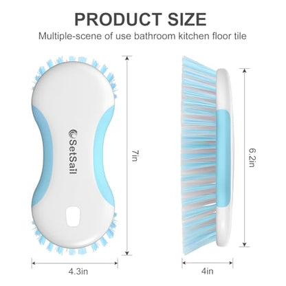 SetSail Multi-Purpose Scrub Brush of 2 Pack, Blue | Stiff Bristles Cleaning Brush with Non-Slip Grip Heavy Duty Scrub Brushes for Cleaning Bathroom Kitchen Tile Bathtub Sink - color: Blue