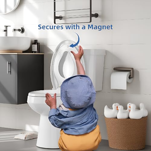 Elongated Toilet Seat 19 Inch with Soft Close Lid, Quick Release for Easy Cleaning, Closed Front Oval Design, Grip-Tight Bumpers, Quick Attach Hardware Included, Fits Most Elongated Toilets, White