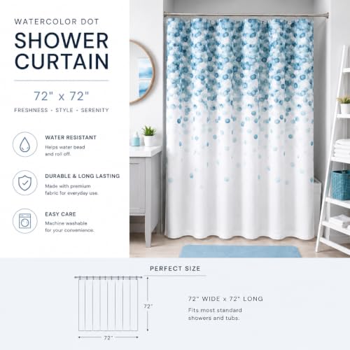 Serafina Home Mineral Blue Teal Modern Fabric Shower Curtain for Bathroom: Cascading Water Splash Pattern of Turquoise, Aqua, and White - color: Blue, Teal, Turquoise, Aqua, Grey, White