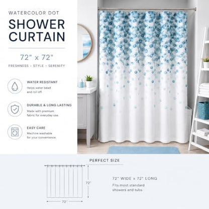 Serafina Home Mineral Blue Teal Modern Fabric Shower Curtain for Bathroom: Cascading Water Splash Pattern of Turquoise, Aqua, and White - color: Blue, Teal, Turquoise, Aqua, Grey, White
