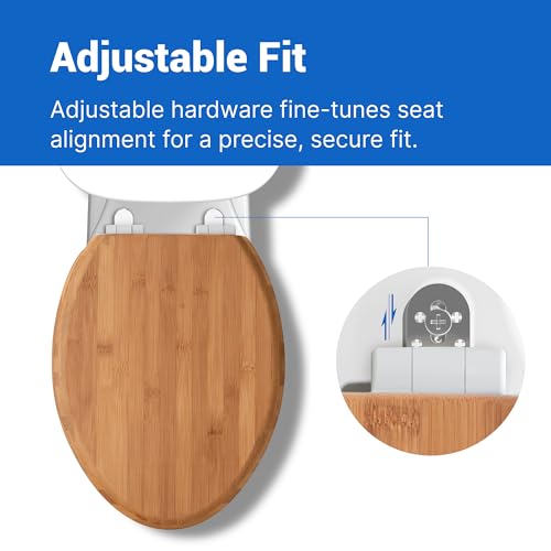 Bamboo Toilet Seat Elongated, Soft Close | Magnetic Quick-Release for Easy Cleaning, Arch-Tite Never Loosens, Adjustable Fit - size: Elongated