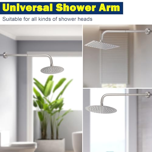 NearMoon Shower Arm, Extra Extension Arm with Flange, Stainless Steel Wall-Mounted Showerhead Extender Pipe (20 Inch, Brushed Nickel) - color: Brushed Nickel, style: 20 Inch