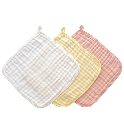 Baby Washcloths, Soft Absorbent Cotton Burp Cloths, Burping Cloth for Newborn Sensitive Skin,12x12 inches, 6 Pack (Pink,White,Yellow) - color: Pink,white,yellow