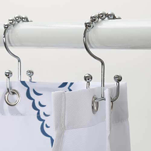 Shower Curtain Hooks, Goowin Shower Curtain Rings, Stainless Steel Shower Curtain Hooks Rust Proof Free Sliding Double Shower Hooks for Curtain, Shower Curtains & Liners (Chrome) - color: Chrome