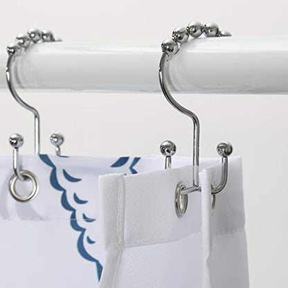Shower Curtain Hooks, Goowin Shower Curtain Rings, Stainless Steel Shower Curtain Hooks Rust Proof Free Sliding Double Shower Hooks for Curtain, Shower Curtains & Liners (Chrome) - color: Chrome