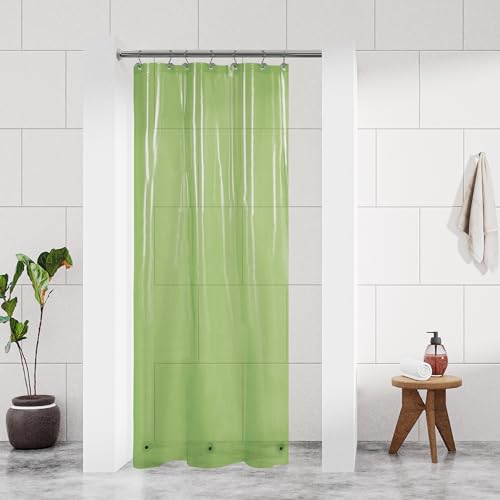 Barossa Design Clear Green Stall Shower Curtain Liner 36Wx72H | Waterproof PEVA, PVC Free, Metal Grommets, Lightweight Plastic Shower Liner 36 x 72 Inches for Narrow Small Bathroom Stall - color: Clear Green, size: 36"W x 72"L (Pack of 1)