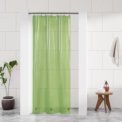 Barossa Design Clear Green Stall Shower Curtain Liner 36Wx72H | Waterproof PEVA, PVC Free, Metal Grommets, Lightweight Plastic Shower Liner 36 x 72 Inches for Narrow Small Bathroom Stall - color: Clear Green, size: 36"W x 72"L (Pack of 1)