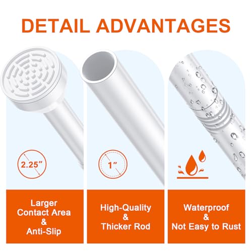 TEECK Shower Curtain Rod, 32-94 inch Adjustable Tension Spring, 1 Inch Shower Curtain Rod Tension, Anti-Slip, Rust-Proof, No Drilling, for Bathroom, White - color: White, size: 32-94 Inches
